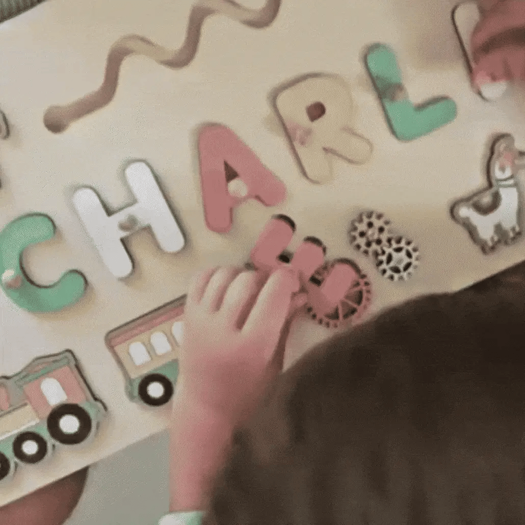 Personalised Wooden Name Puzzle for Children, 32 × 21 cm