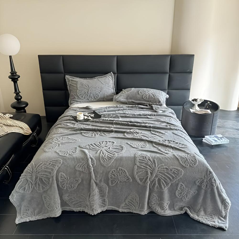 Weiche Schmetterlings-Jacquard-Flanell-Wurfdecke für gemütliche Wohnkultur