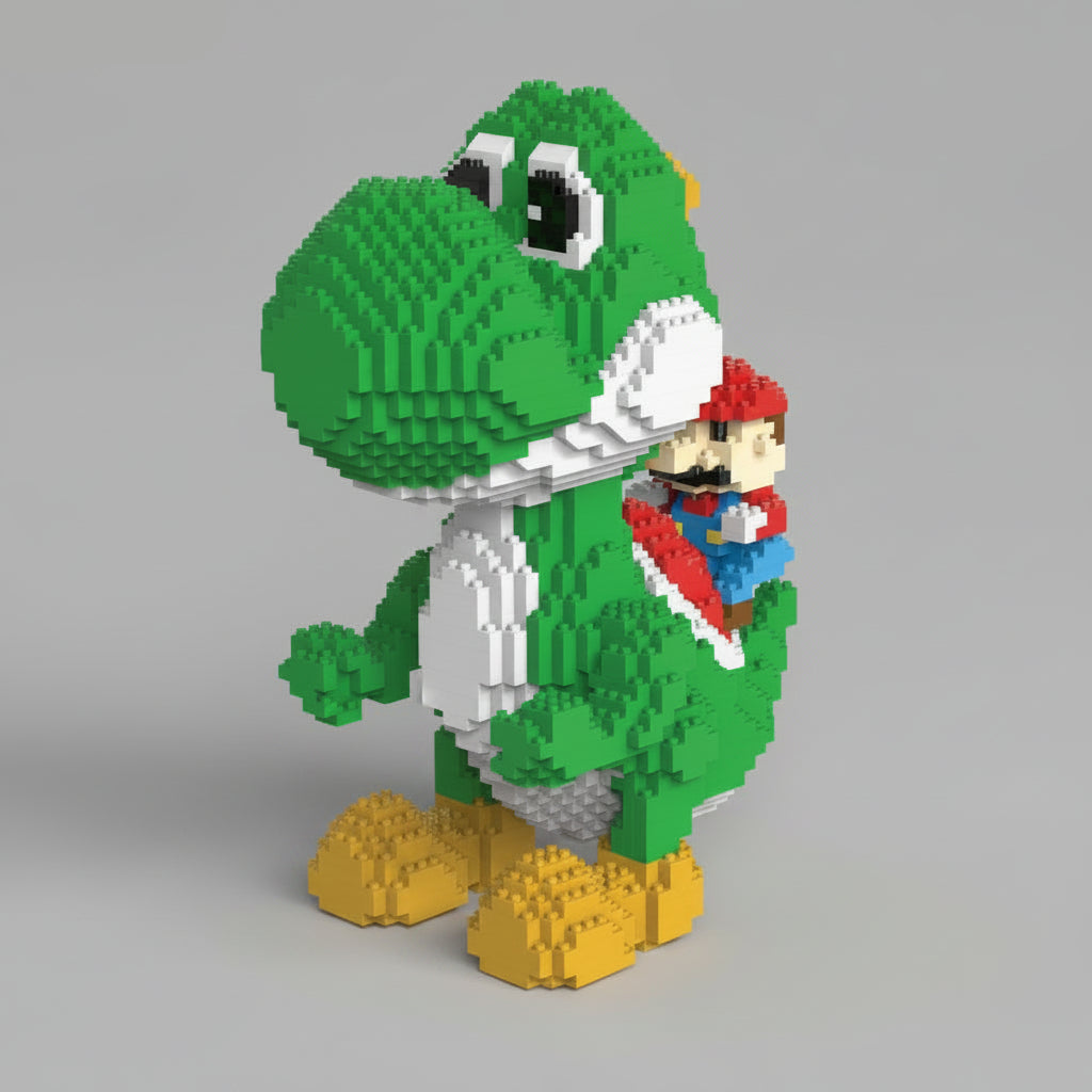 Green Dinosaur and Red Plumber Building Block Set, 2,000 Pieces