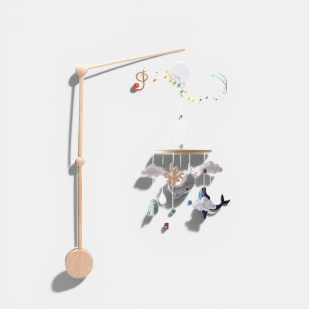 Wooden Musical Baby Mobile with Bear, Clouds and Stars