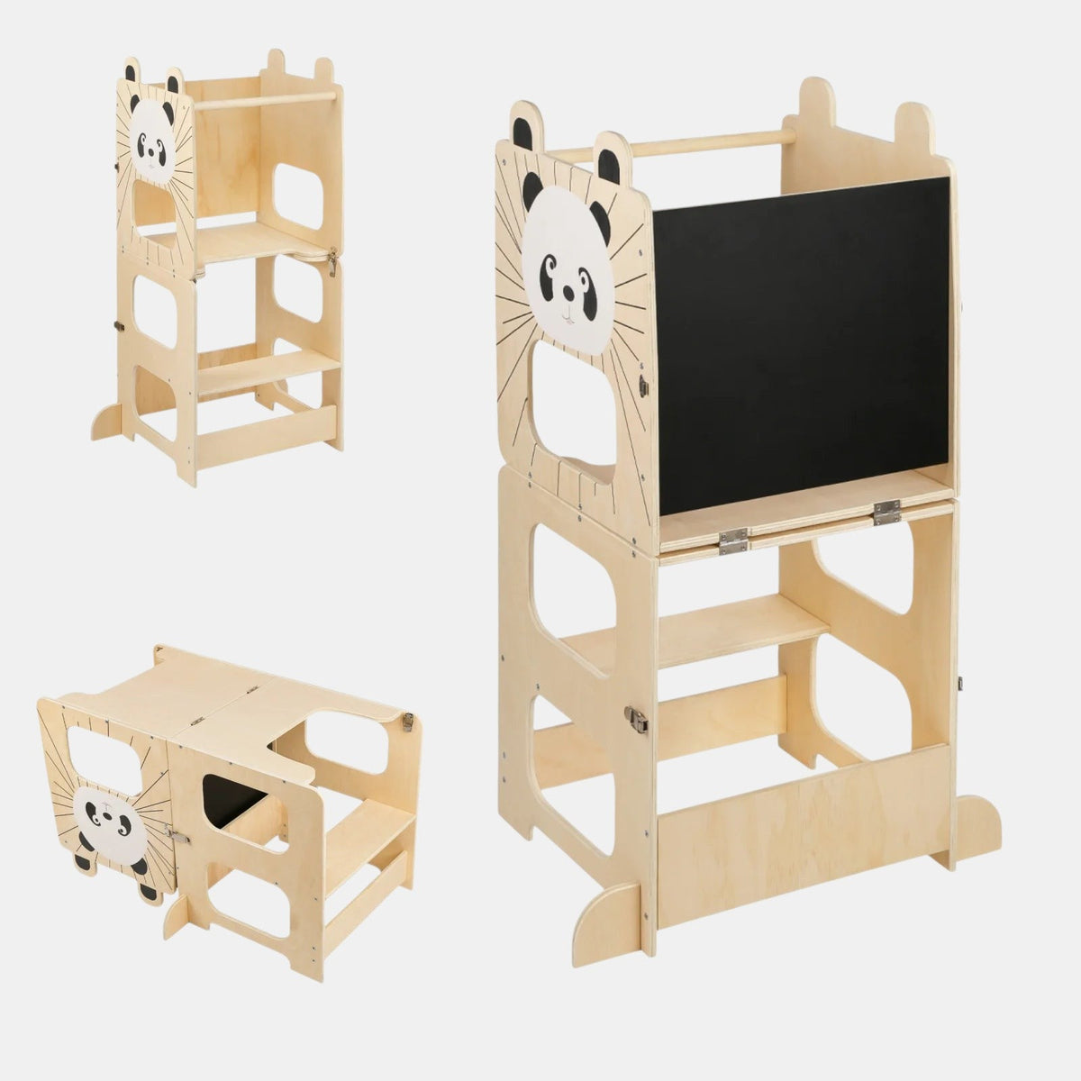 Adjustable Wooden Montessori Learning Tower with Blackboard
