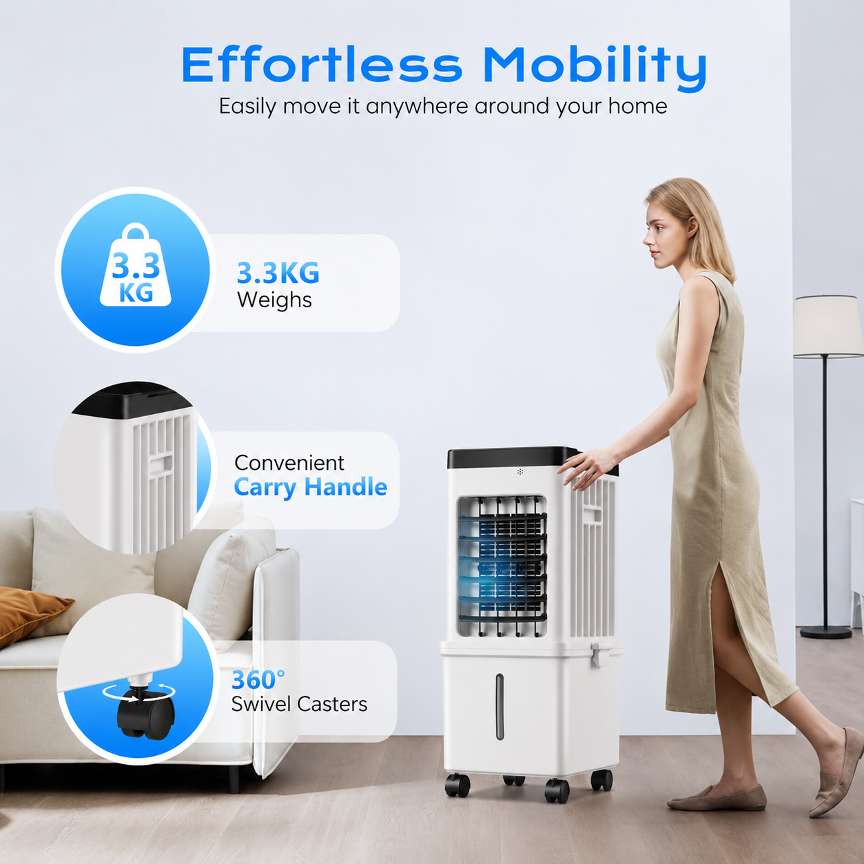 12L Portable Evaporative Air Cooler with Remote & 24-Hour Timer