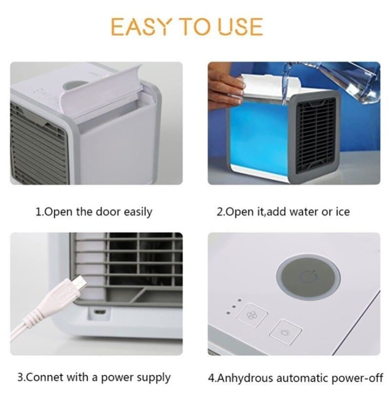3-in-1 USB Air Cooler, Humidifier & Purifier with LED Light