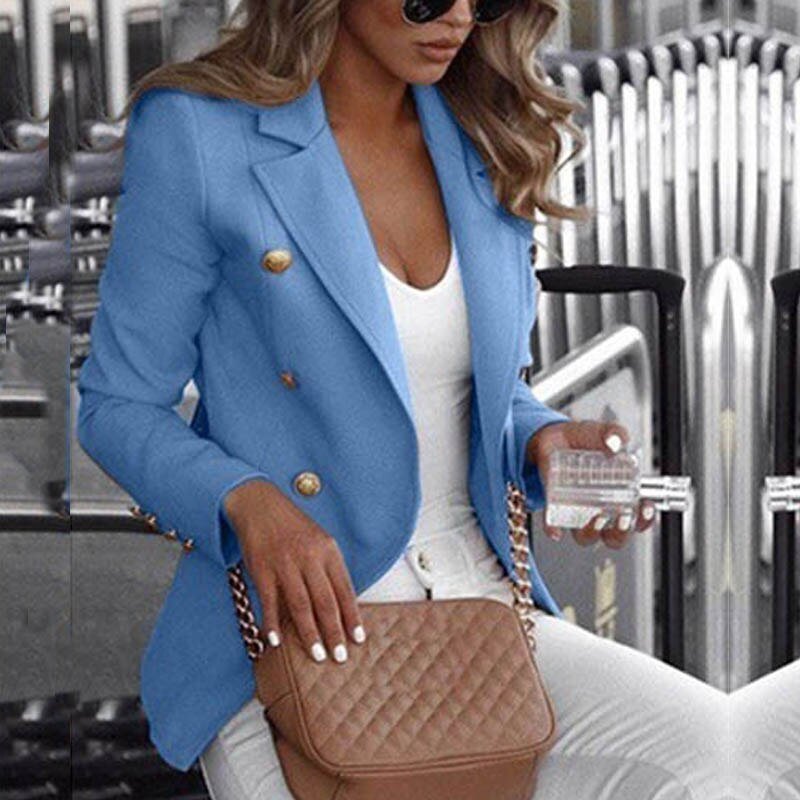 Langärmeliger Trendy Blazer mit goldenen Knöpfen