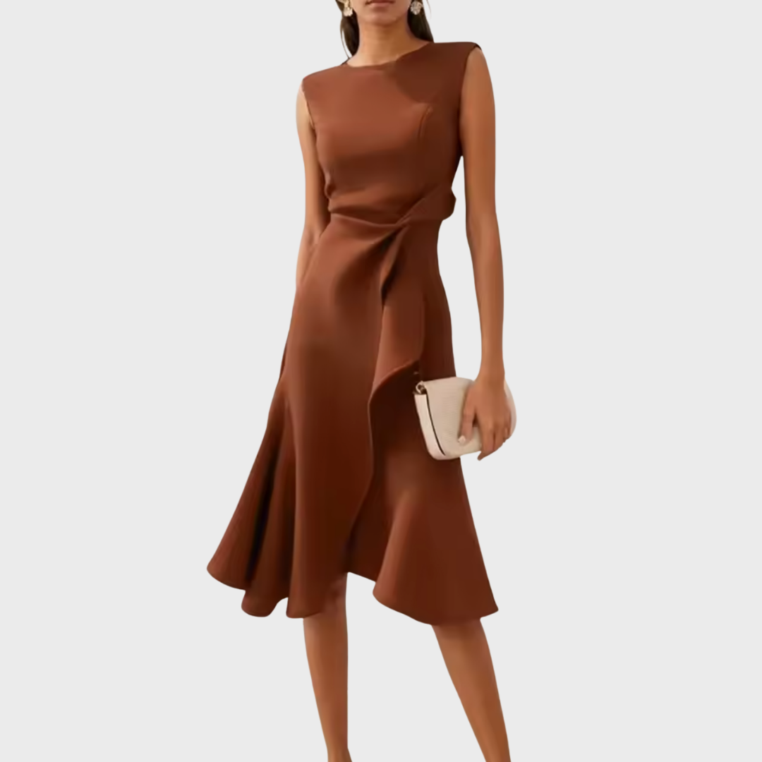 Sheila™ | Drapiertes Asymmetrisches Midi Kleid
