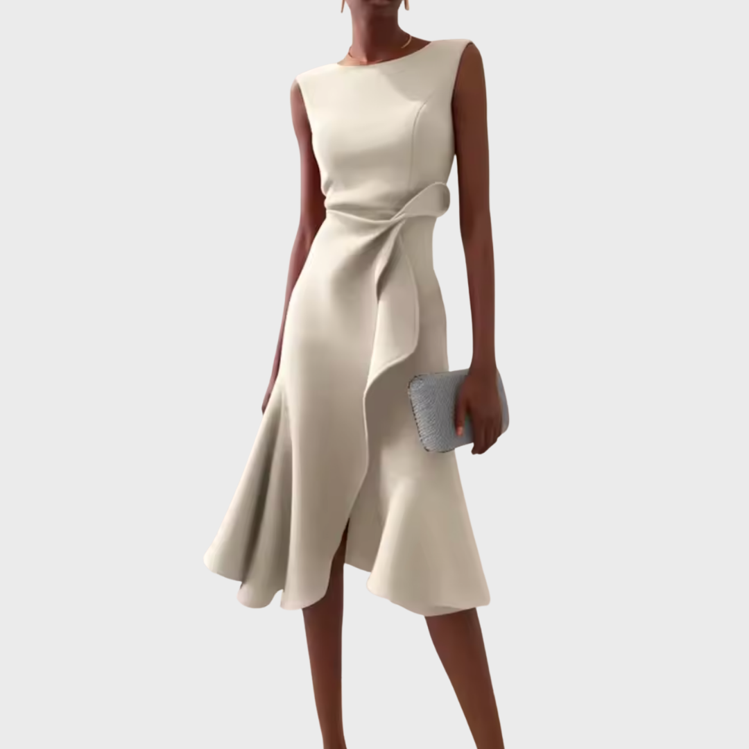Sheila™ | Drapiertes Asymmetrisches Midi Kleid