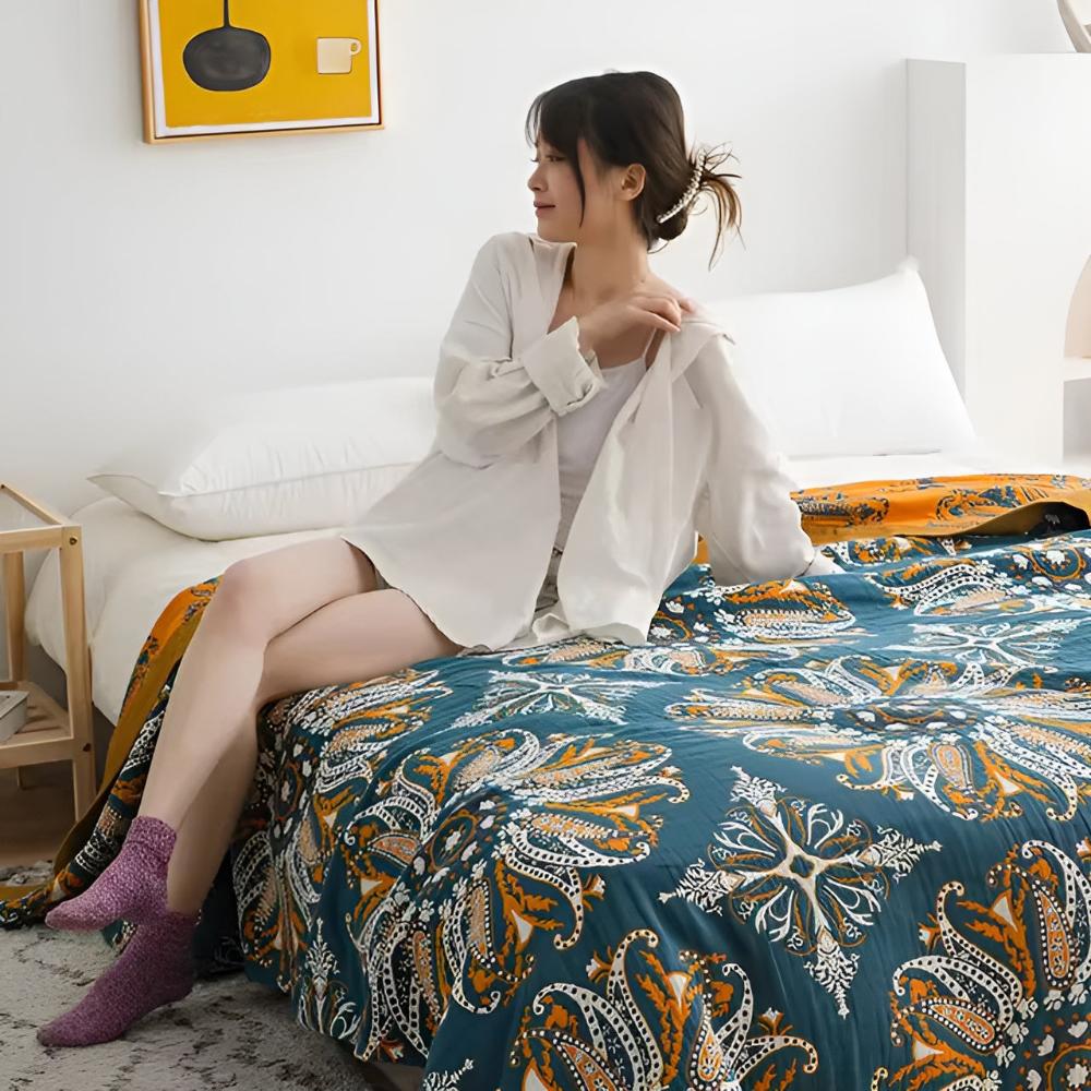 Wendbare Boho-Blumenbettdecke - Weiches, leichtes Bettwäsche-Set