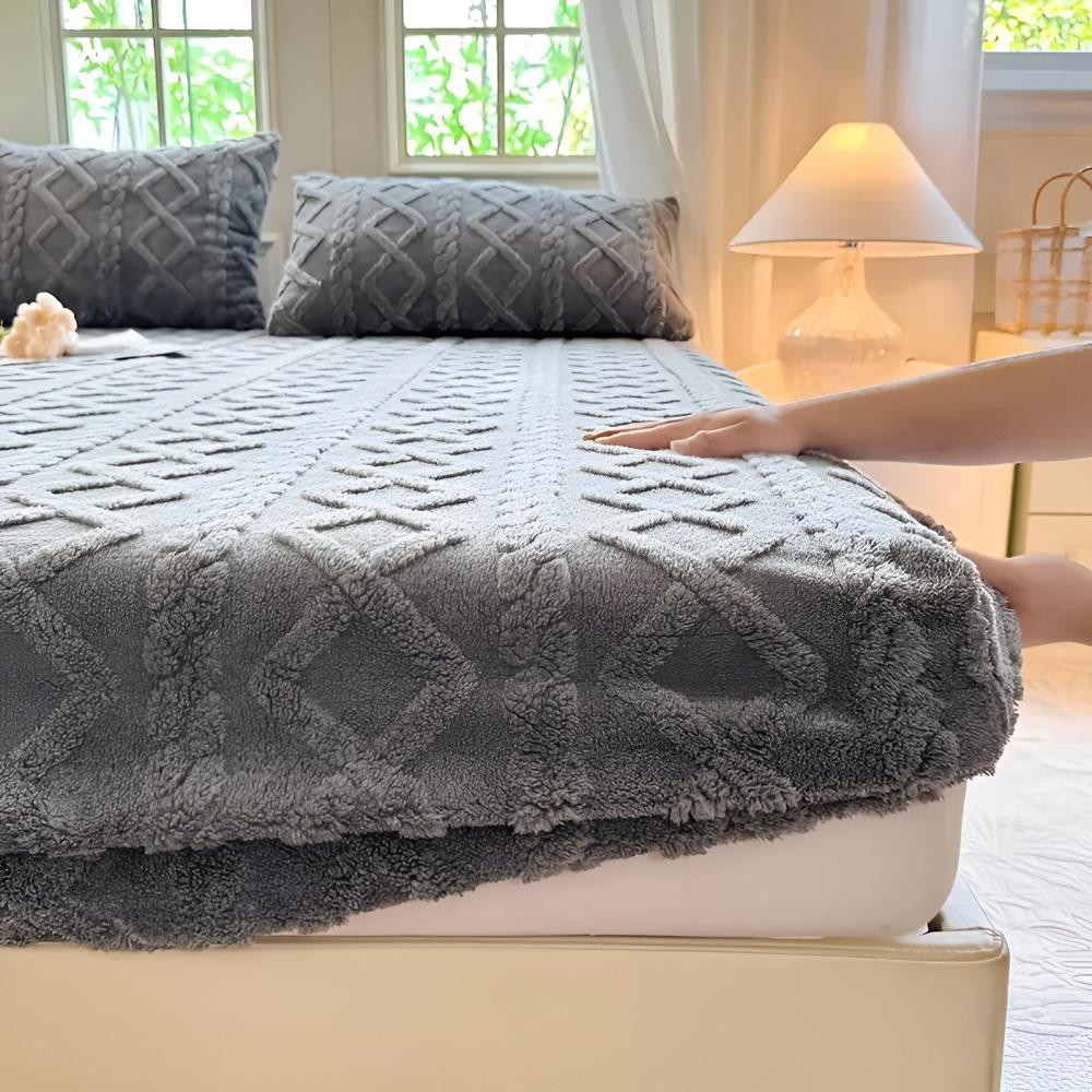 Ensemble de draps en velours sherpa de luxe - Literie douce, douillette et chaude