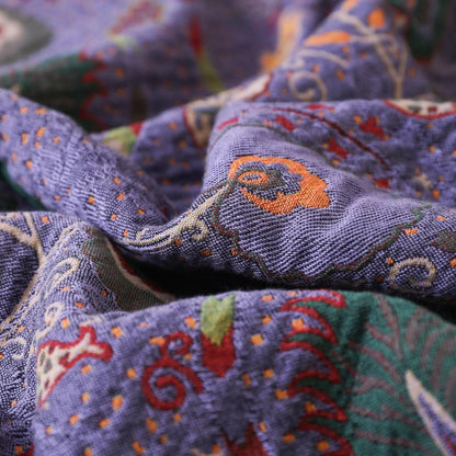 Soft Peacock Tassel Cotton Throw Blanket for Cozy Home Decor