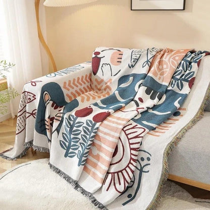 All-Season Couch Cover with Tassels - Stylish Sofa Protector