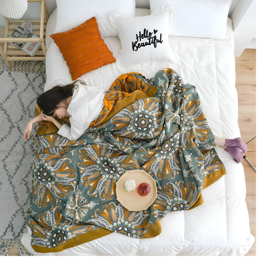 Wendbare Boho-Blumenbettdecke - Weiches, leichtes Bettwäsche-Set
