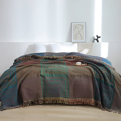 Boho Mandala Tassel Throw Blanket for Cozy Home Decor