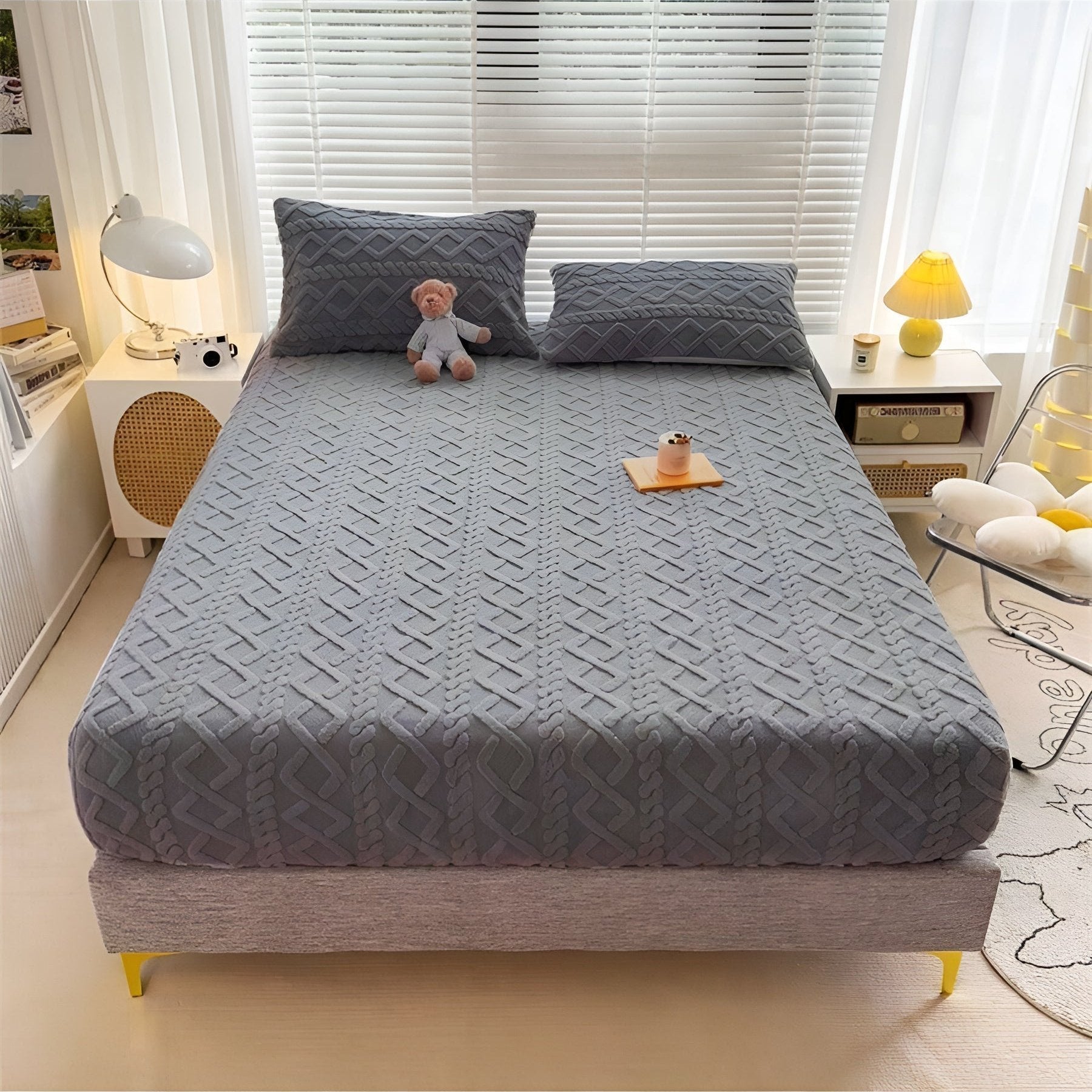 Ensemble de draps en velours sherpa de luxe - Literie douce, douillette et chaude
