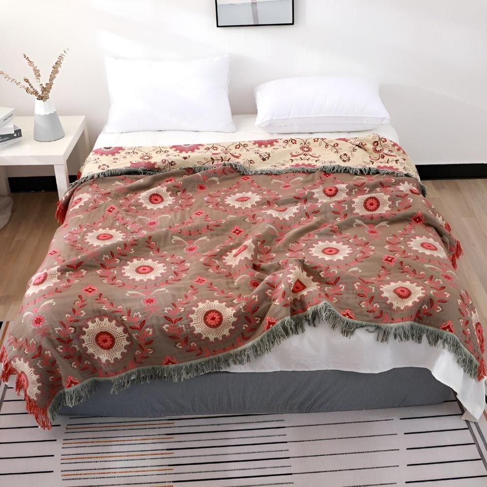 Umkehrbare Retro Mandala Wurfdecke für gemütliche Wohnkultur
