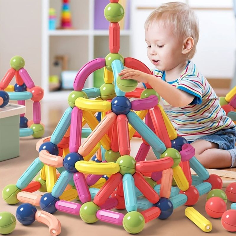 Magnetic Building Blocks for 2D and 3D Play, Ages 3+