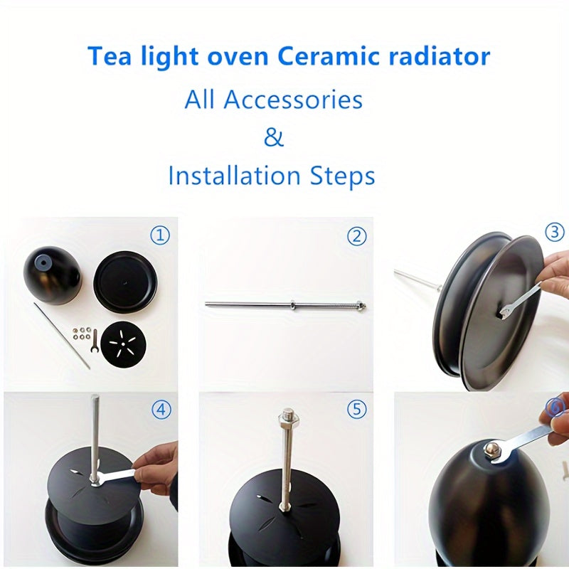 Schwarzes Teelicht-Kerzenwärmer-Kit mit Handwärmer & Halter - Flameless Heating für Zuhause & Garten