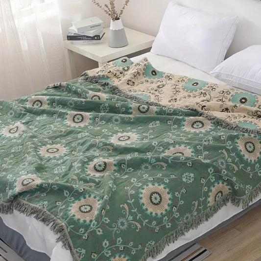 Reversible Retro Mandala Throw Blanket for Cozy Home Decor