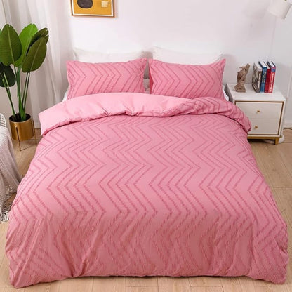 Chevron Pattern Plush Quilt Cover Set - 3 Piece Bedding Set