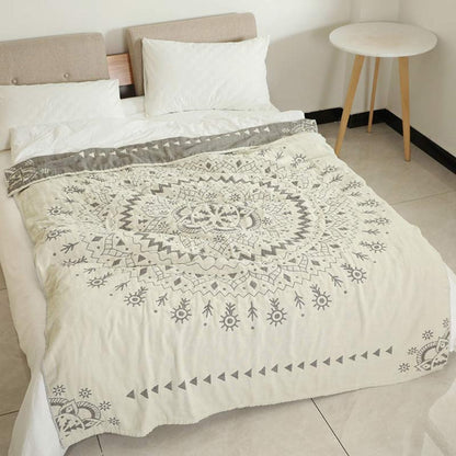 Reversible Mandala Cotton Throw Blanket - Soft Boho Home Decor