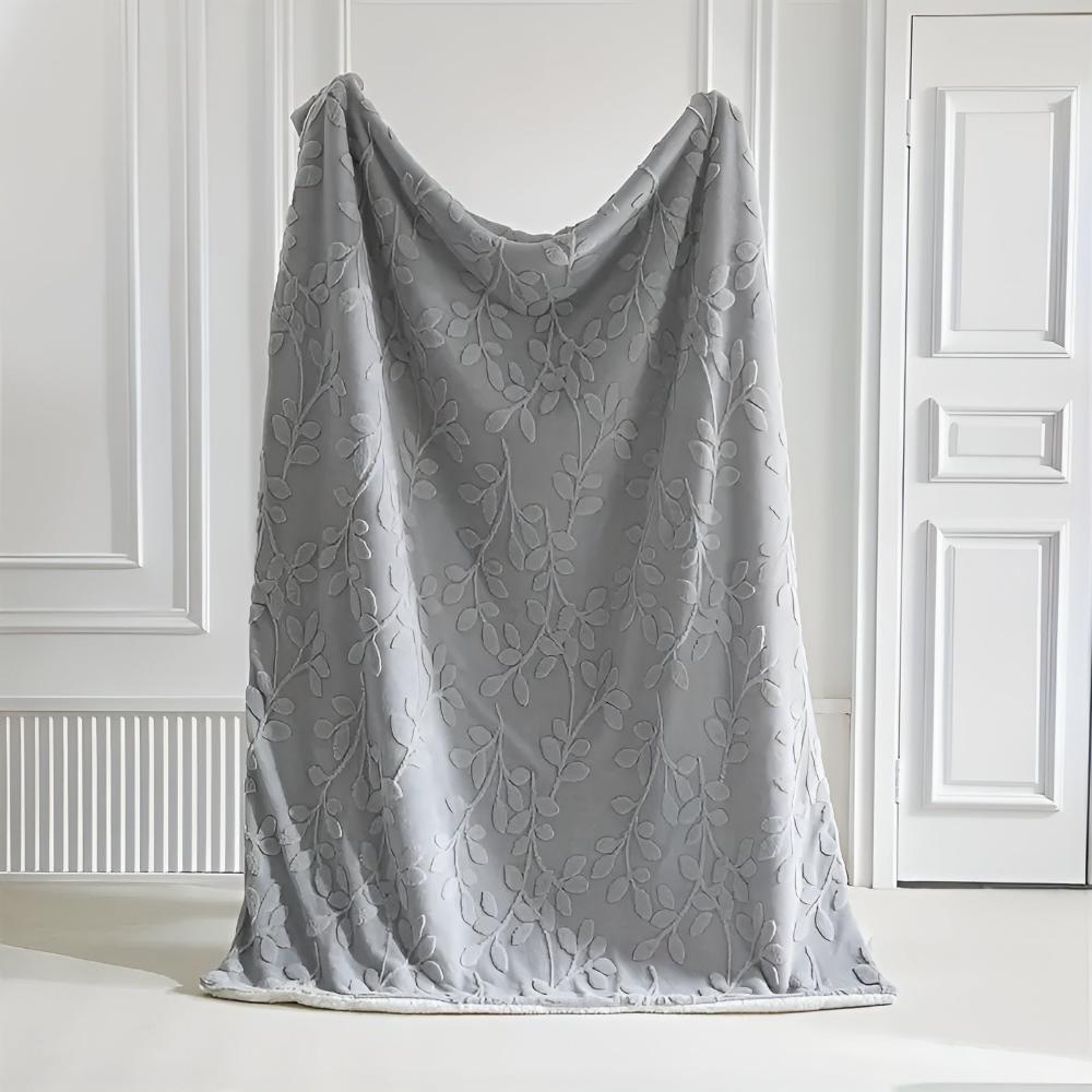 Cozy Leaf Sherpa Blanket for Warmth and Style - Soft Throw Blanket