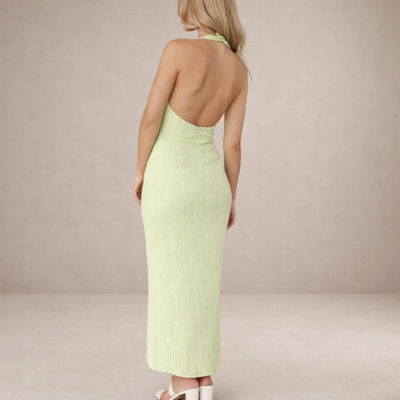 Damen Hochkragen Ärmelloses Wickelkleid