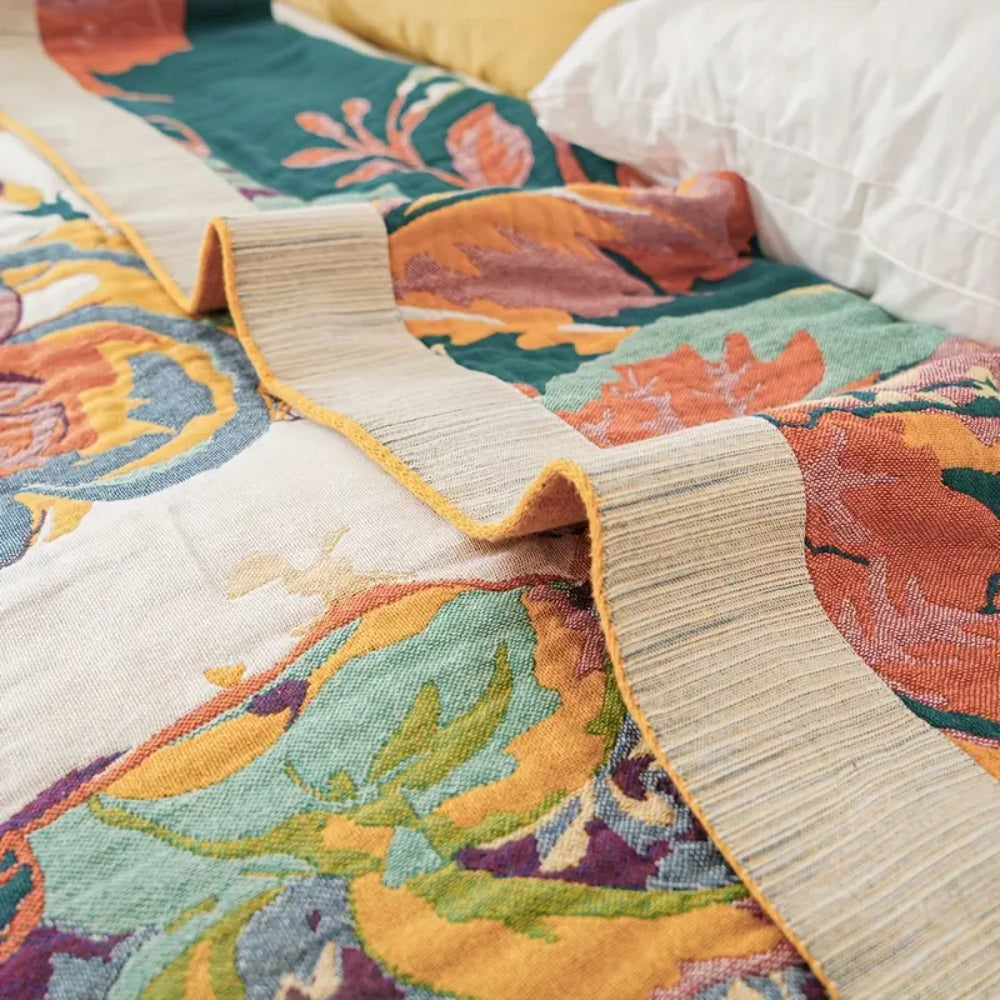 Plaid en coton floral Sienne douillet pour la décoration intérieure et le confort