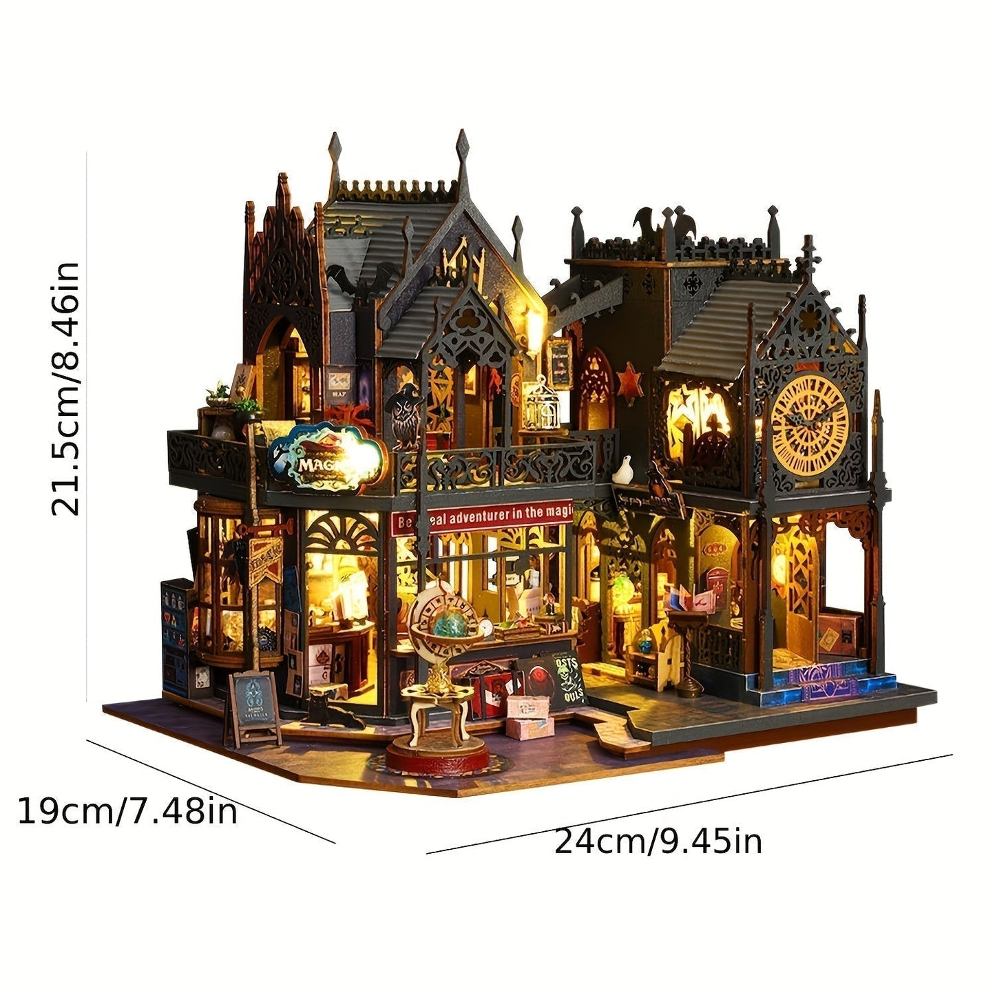 3D Wooden Book Nook | LED-Lit Miniature Bookend Scene