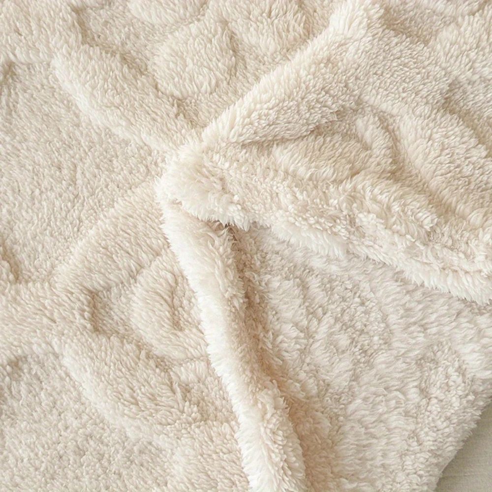 Couverture polaire brodée feuille douillette pour chaleur et confort hivernal