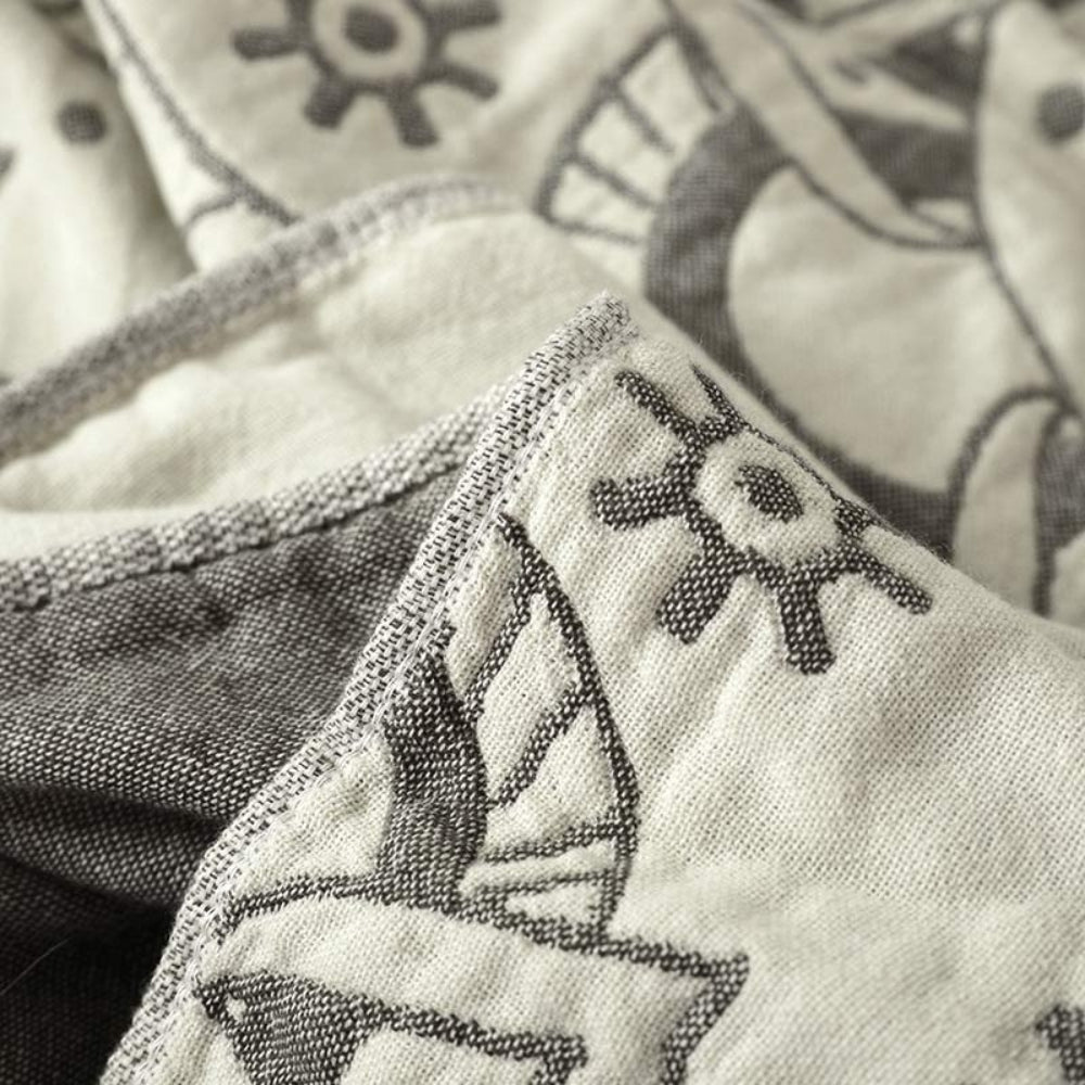 Plaid réversible en coton Mandala - Décoration bohème douce pour la maison