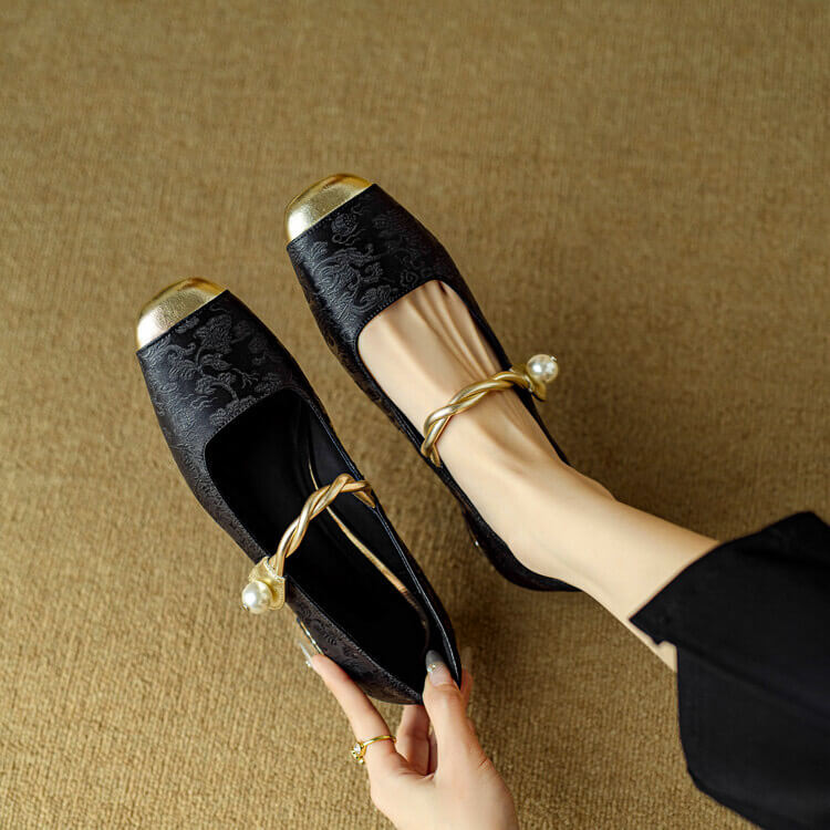 Ballerines en satin brodées pour femmes Lianhua