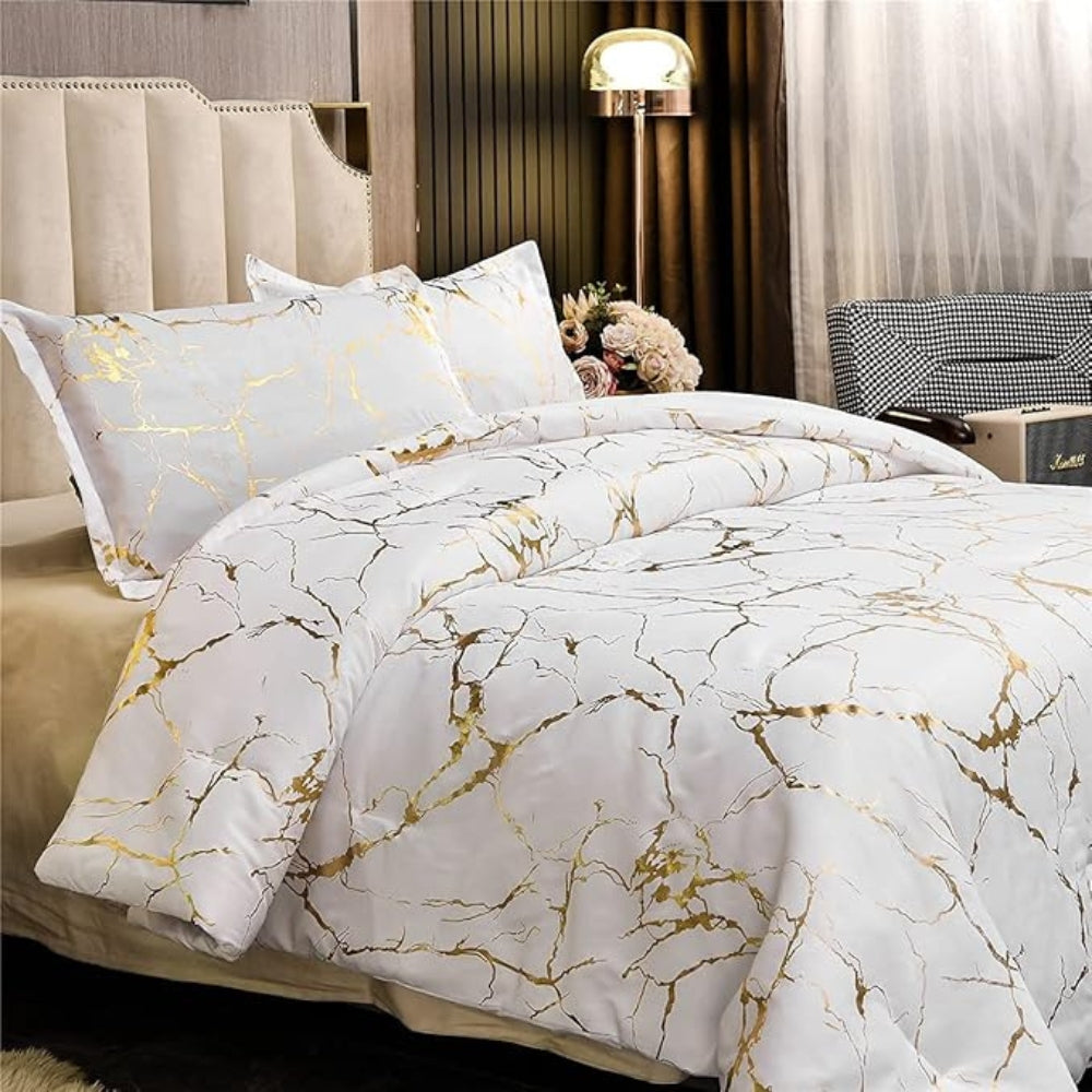 Luxuriöses Marmor-Duvetbezug-Set - Weiches Bettwäsche-Set für stilvolle Schlafzimmer