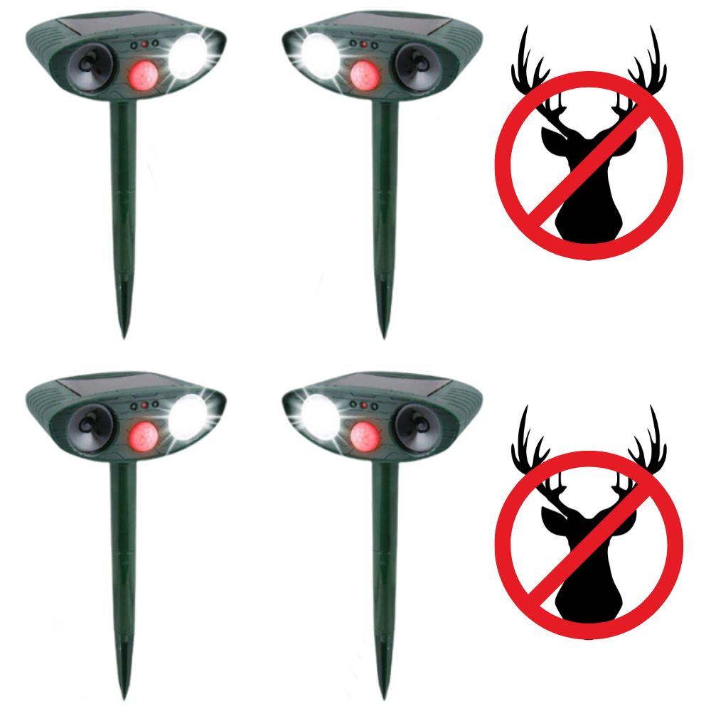 4-Pack Solar-Powered Ultrasonic Deer Repeller