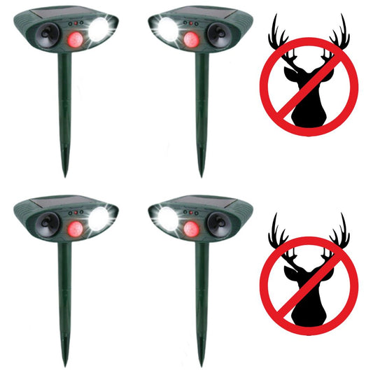 4-Pack Solar-Powered Ultrasonic Deer Repeller