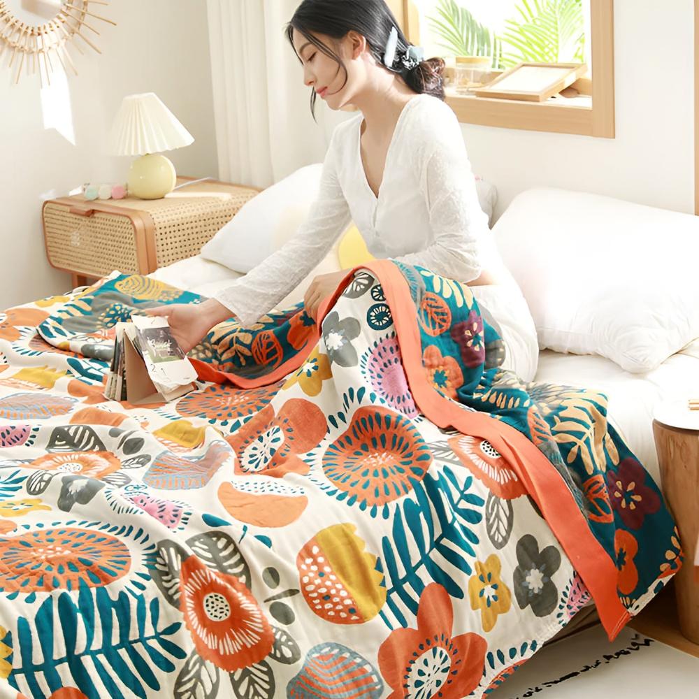 Plaid floral bohème pour une décoration intérieure douillette et des cadeaux