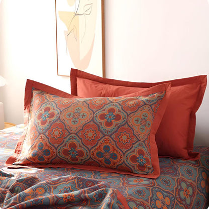 Reversible Cotton Coverlet with Blossom Embroidery for Bedding