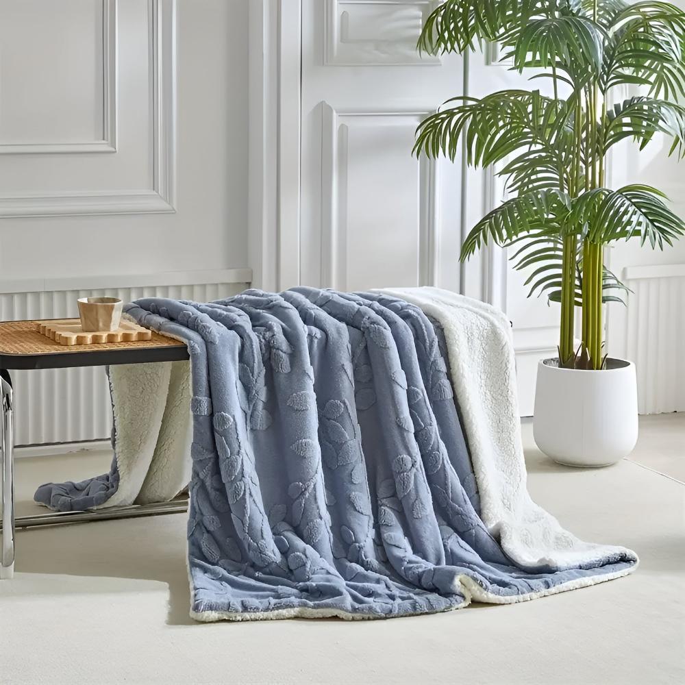 Cozy Leaf Sherpa Blanket for Warmth and Style - Soft Throw Blanket