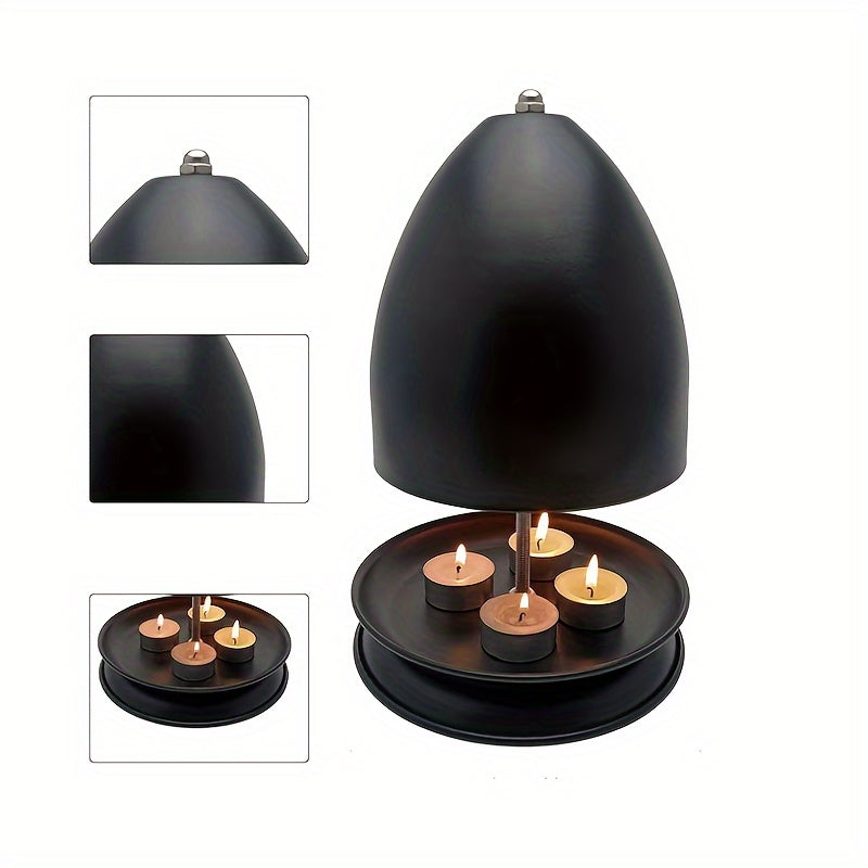 Schwarzes Teelicht-Kerzenwärmer-Kit mit Handwärmer & Halter - Flameless Heating für Zuhause & Garten
