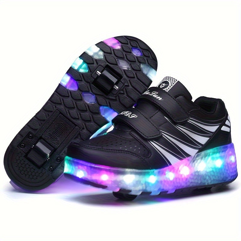 Kids' LED Roller Trainers with Removable Wheels, Sizes 26–35