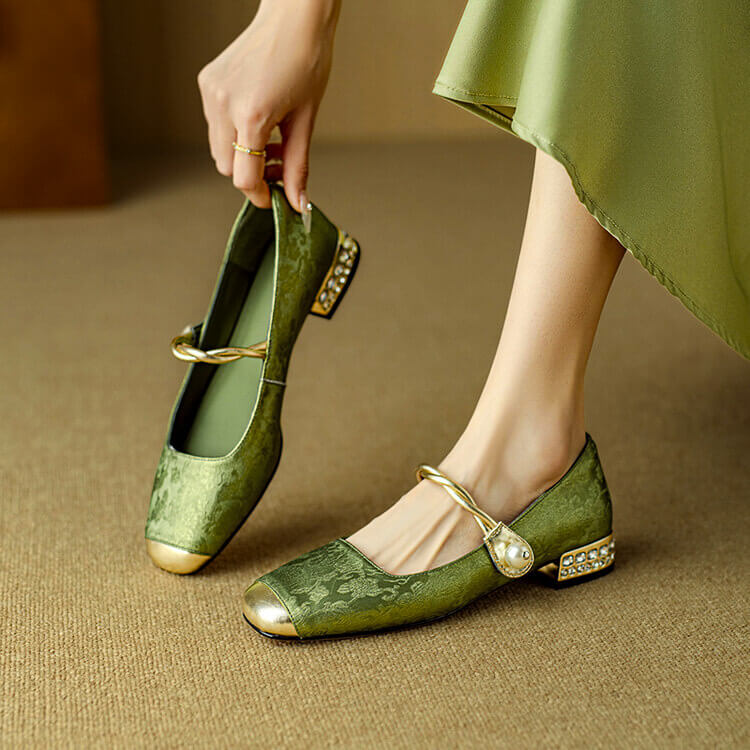 Ballerines en satin brodées pour femmes Lianhua