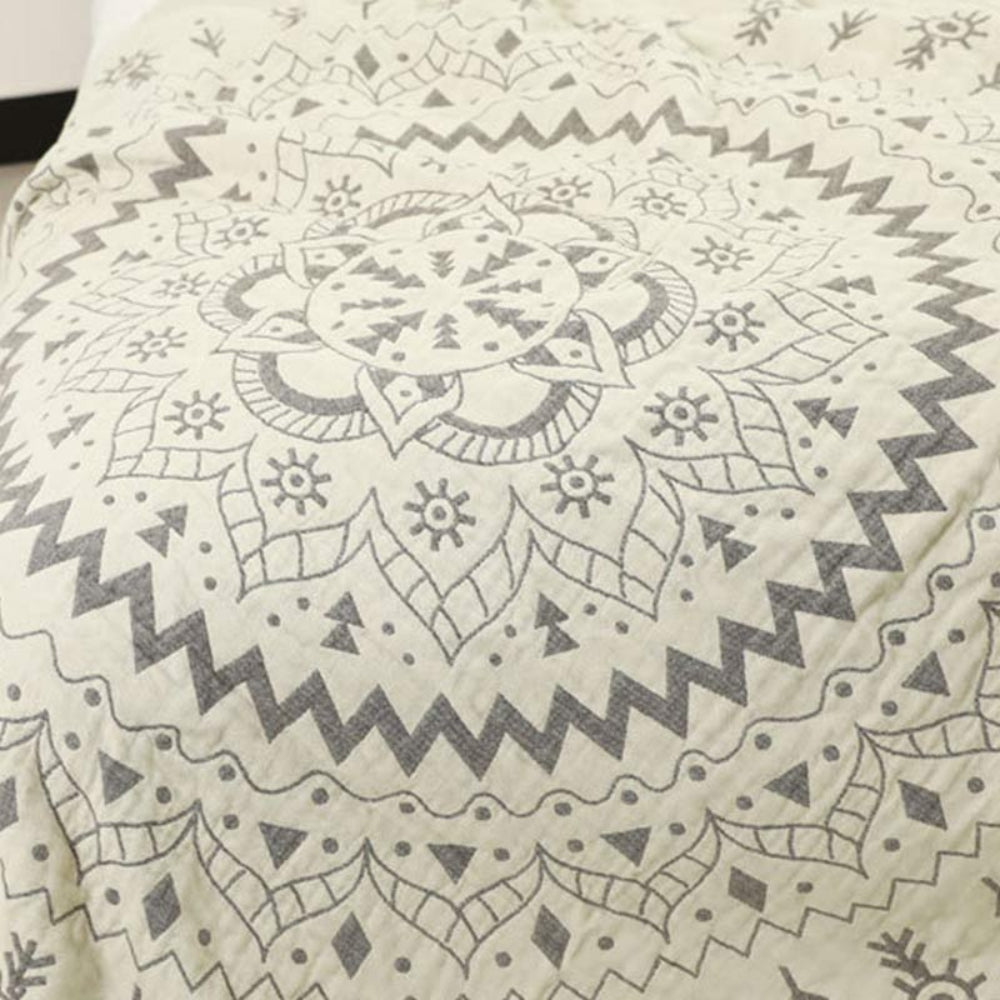 Plaid réversible en coton Mandala - Décoration bohème douce pour la maison