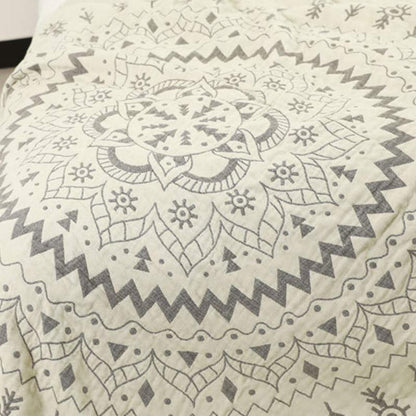 Reversible Mandala Cotton Throw Blanket - Soft Boho Home Decor