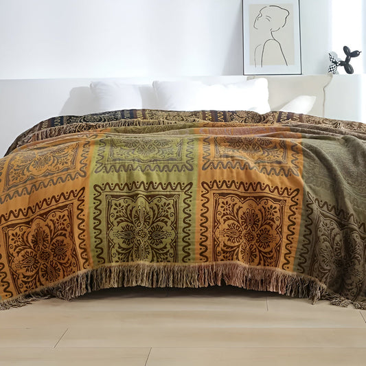 Boho Mandala Tassel Throw Blanket for Cozy Home Decor
