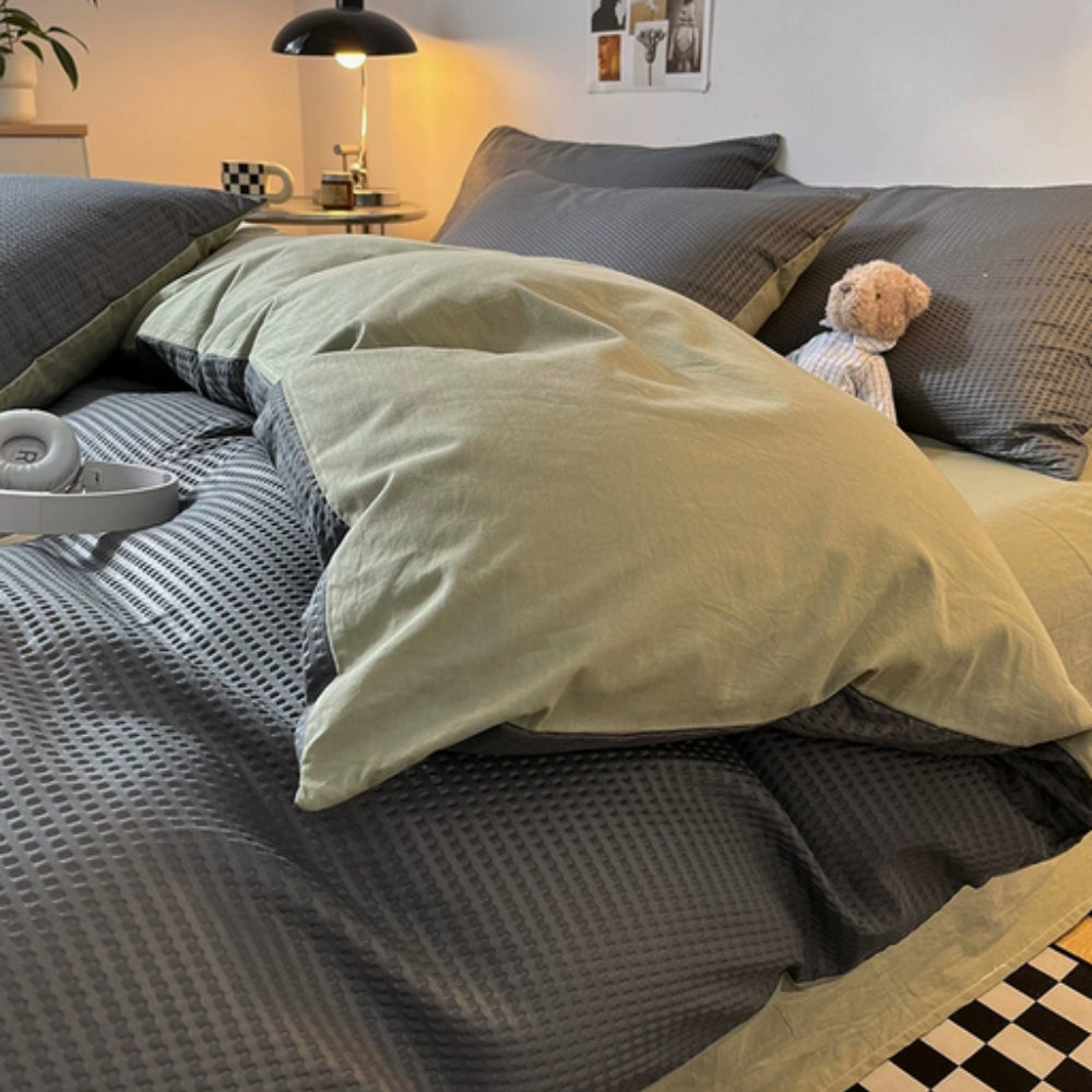 Ensemble de couette Beaumont ultra-doux en nid d'abeille - Parure de lit 3 pièces pour confort douillet