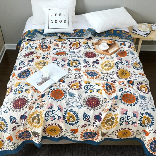 Soft Breathable Cotton Gauze Bed Coverlet for Summer Comfort