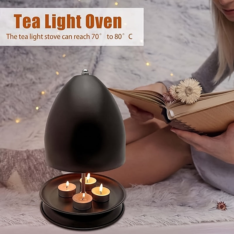 Schwarzes Teelicht-Kerzenwärmer-Kit mit Handwärmer & Halter - Flameless Heating für Zuhause & Garten