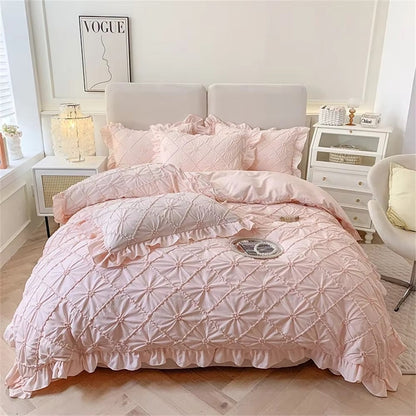 Belle Cotton Plush Ruffle Bed Set | 4-Piece Bedding Set for Cozy Comfort