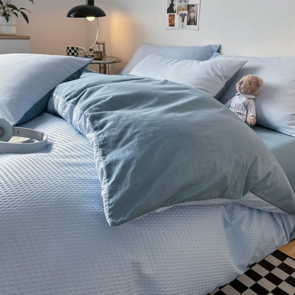 Ensemble de couette Beaumont ultra-doux en nid d'abeille - Parure de lit 3 pièces pour confort douillet