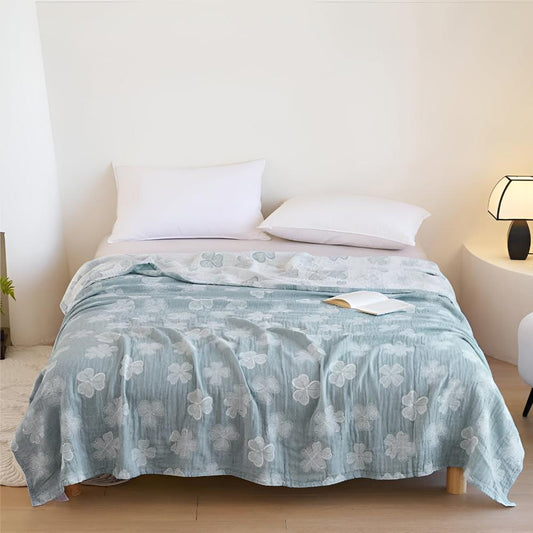 Cozy Four Leaf Clover Cotton Blanket - Soft, Warm, and Stylish Throw