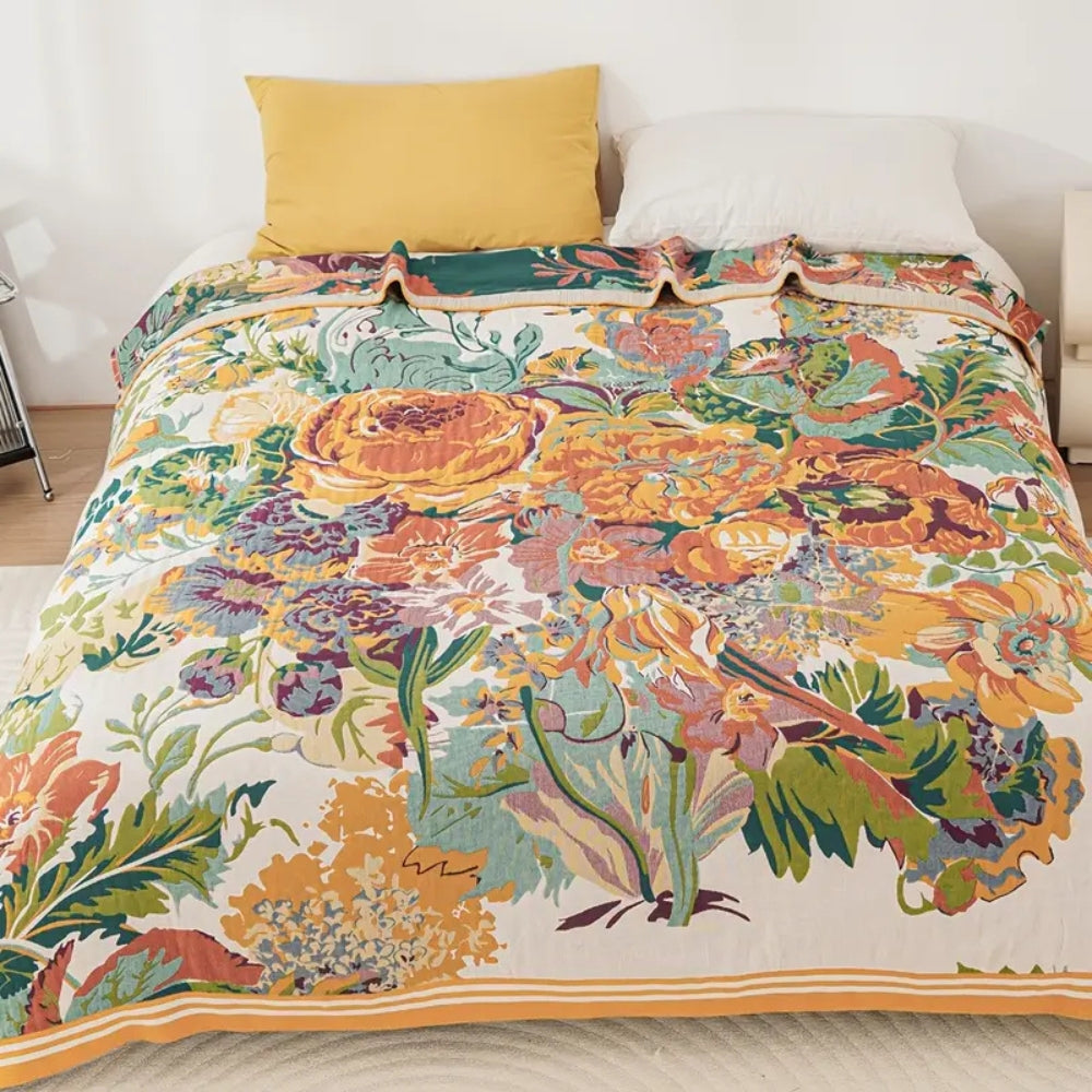 Plaid en coton floral Sienne douillet pour la décoration intérieure et le confort