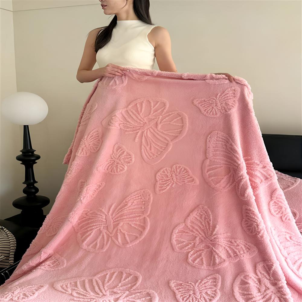 Weiche Schmetterlings-Jacquard-Flanell-Wurfdecke für gemütliche Wohnkultur